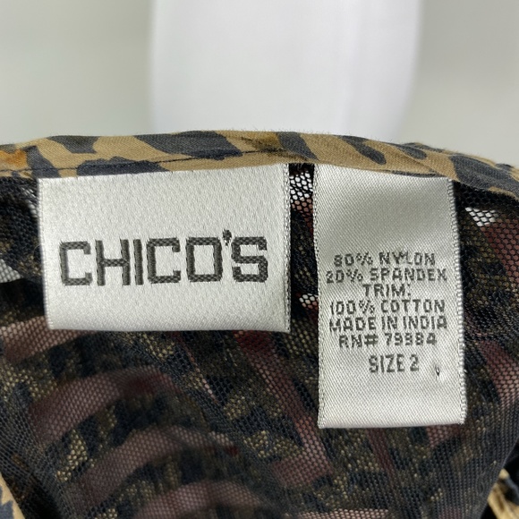 Chicos Leopard Mesh Jacket Sz. 2 (Large) Animal Print - Picture 10 of 12